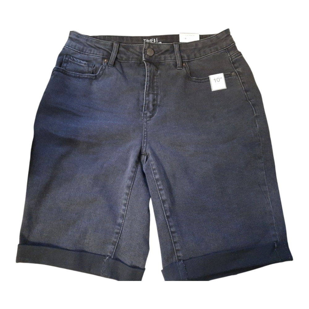 Nwt Time and Tru Black  Denim Shorts Size 10